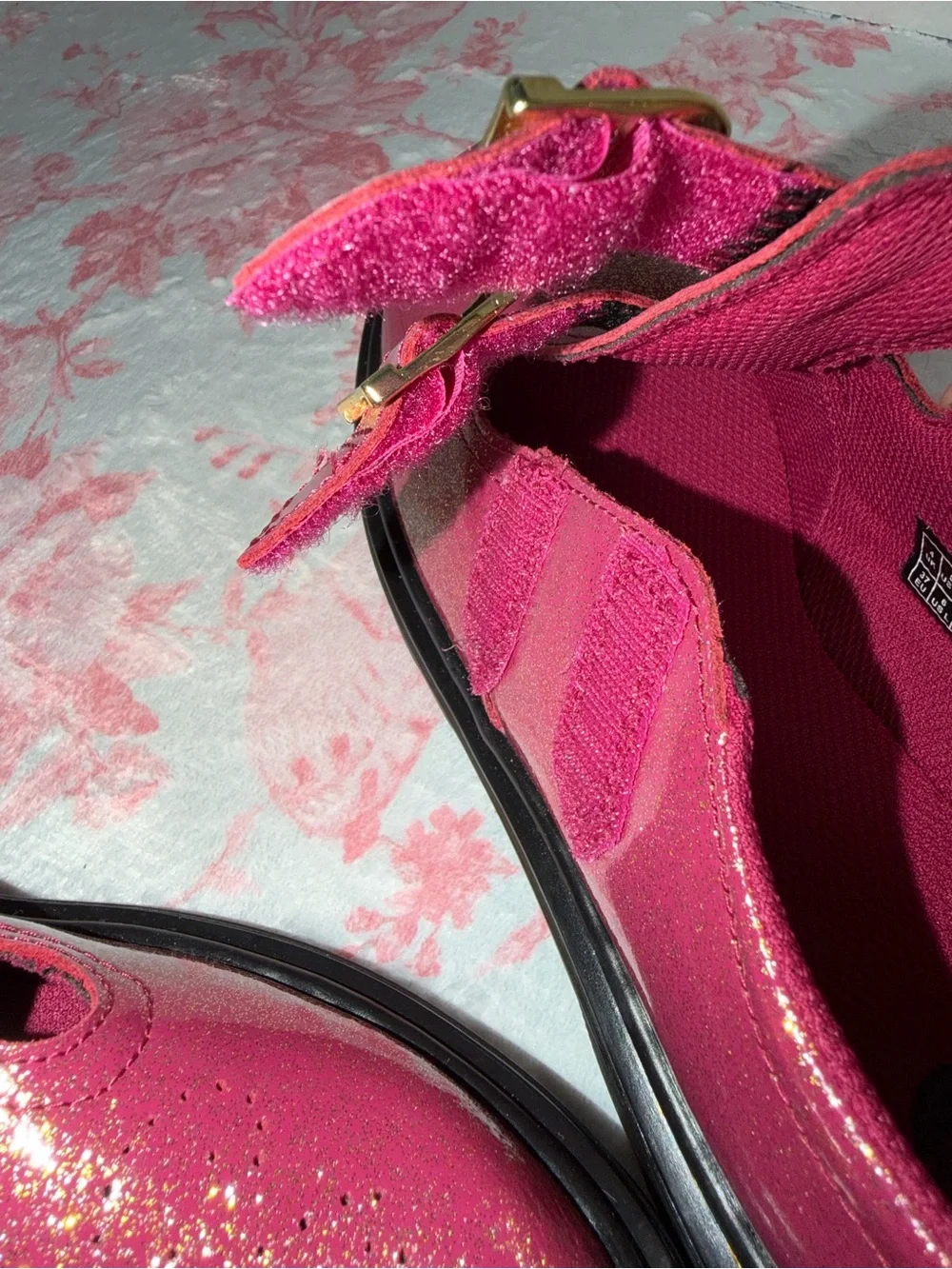 Dr. Martens Kids Glitter Mary Jane Shoes in Hot Pink